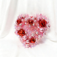 Guirlande de boules disco en verre rose de haute qualité en forme de cœur, fleurs, couronnes pour la Saint-Valentin, mariage, Noël, décoration de porte