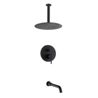 In Wall Wars cUPC Upc noir mat mur montage Rian douche baignoire bain robinets mitigeur ensemble Douche