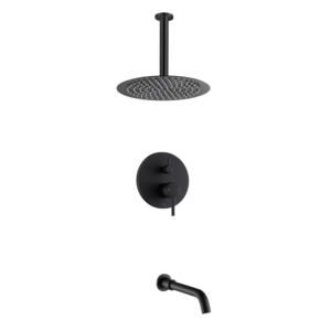 In Wall Wars cUPC Upc noir mat mur montage Rian douche baignoire bain robinets mitigeur ensemble Douche - Product Image 3