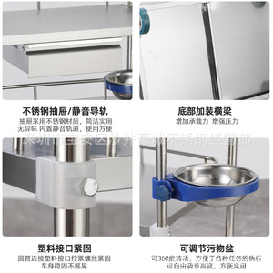 รถเข็นสเตนเลสสตีล Haocheng ขนาด 800*480*860 มม. แบบสองชั้น สำหรับพยาบาลและโรงพยาบาล - Product Image 2