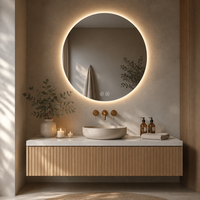 Miroir LED rond pour projet hôtelier, CRI 90+, norme LED ERP, avec fonction anti-buée et étanche
