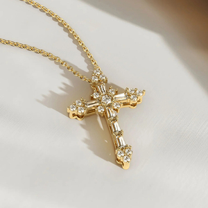 보석 여성 패션 보석 925 스털링 실버 큐빅 지르코니아 크로스 목걸이 - Product Image 4