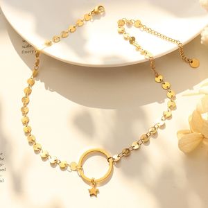 Collar <span class=keywords><strong>con</strong></span> Colgante Geométrico de Flor de Cerdito, Material de Acero de Titanio Chapado en Oro, Fabricante de Joyería - Estilo de Entrega por Pieza - Product Image 5