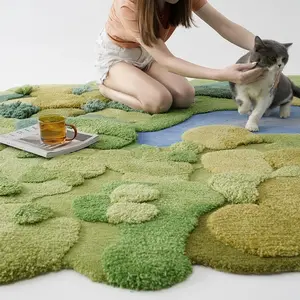 Sang trọng rừng rêu phong cảnh làm bằng tay len Fluffy thảm và Thảm phòng khách