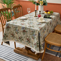 Nappe rectangulaire à motif floral rétro, nappe florale en tissu épais pour mariage et dîner