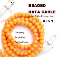 Câble USB-C 4-en-1 à perles orange pour accessoires électroniques