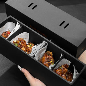 Caja de Cartón Negra de Alta Gama para Comida para Llevar, <span class=keywords><strong>Pollo</strong></span> Frito Coreano, Comida Comercial Popular en Internet, con Estampado en Caliente y Sistema de Extracción - Product Image 4