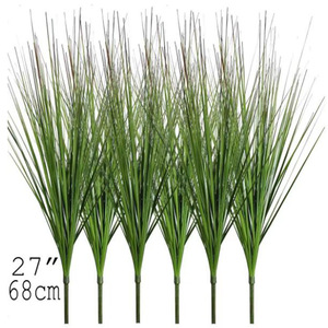K7 semak rumput gandum plastik Semak hijau palsu tanaman luar ruangan palsu untuk rumah kantor rumput bawang buatan hijau - Product Image 1
