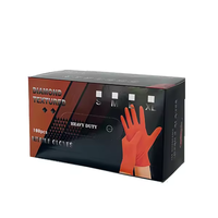 100 pièces/boîte, gants de travail en nitrile jetables orange de 8 mil, sans latex, texturés en diamant, pour la réparation de machines