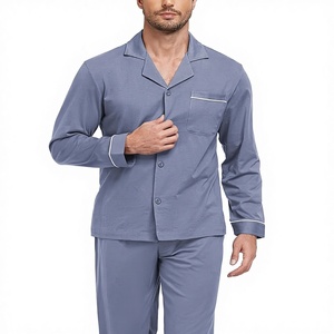 <span class=keywords><strong>Pigiama</strong></span> da <span class=keywords><strong>Uomo</strong></span> 100% Cotone Tinta Unita, Set <span class=keywords><strong>con</strong></span> Maglia a Maniche Lunghe e Pantaloni, Abbigliamento da Notte <span class=keywords><strong>con</strong></span> <span class=keywords><strong>Bottoni</strong></span> e Tasche, Lavabile in Lavatrice, Taglie S-XL - Product Image 1