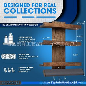 Solid wood <b>wall</b>-<b>mounted</b> perfume and watch storage rack, multi-layer perfume <b>shelf</b>, watch display rack, multi-purpose hanging - Product Image 4