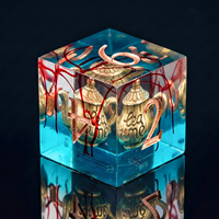 7 pièces de dés DND en résine transparente, bleue et rouge, avec bordures scellées, faits à la main, à bords vifs, pour jeux de société RPG Dungeons & Dragons, cadeau de fête
