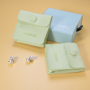 Custom 1.2MM <b>Thickness</b> Microfiber Jewelry Pouch for Earrings, Flap Jewelry Packaging Bag with Button - Product Image 3