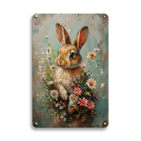 Carteles de hojalata de conejito impresos decorativos, placas de Metal de conejo Retro Vintage para casa de campo, jardín, pared, regalos publicitarios