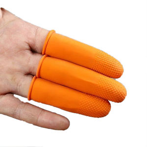 Oranje Antislip Beschermende Handschoenen Wegwerp Verdikte <span class=keywords><strong>Rubber</strong></span> Slijtvast Latex Vingerbedje Voor Het Tellen Van Geld - Product Image 1