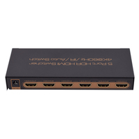 Conmutador HDMI 4K de 5 Entradas y 1 Salida, Conmutador de Audio y Video con Control Remoto IR para Computadora de Escritorio