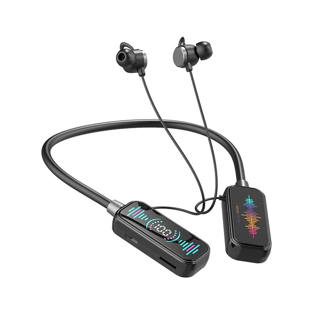 Colorful Display Screen BT 5.4 Super Stereo Wireless Earphones Sports Gym Yoga Hang Neck Magnet Strap K-song Game Live jl
