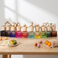 Vente en gros de flacons de parfum pour voiture de 10 ml, flacon vide en verre pour diffuseur d'arômes avec couvercle en bois pour huiles essentielles, assainisseur d'air