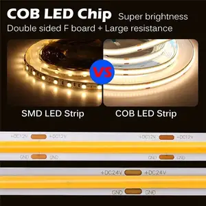 Led Strip Flexible Dimmable Dotsfree Light Dc24v 12v Flexible RGB CCT White Led Cob Strip