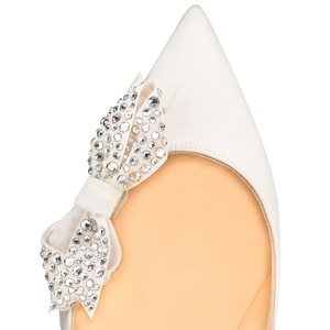 Chaussures habillées à talons hauts <span class=keywords><strong>pour</strong></span> femmes avec perles classiques en strass et nœud papillon à talons fins <span class=keywords><strong>pour</strong></span> les mariages d'été à bout pointu - Product Image 6