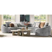 Juego de Sofás Modulares Curvos Personalizados de Fábrica, Tela Chenilla Gris Oscuro, Forma de L, Moderno, para Sala de Estar, con Cojines Tapizados