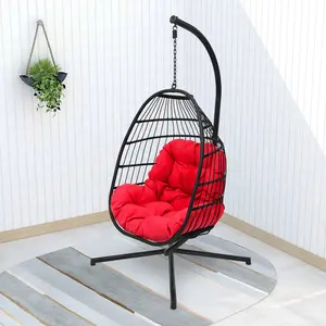 Indoor Outdoor Furniture Patio Rattan Swing Hanging Egg Chair With Steel Pole And Egg Chairs