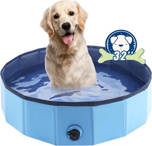 <span class=keywords><strong>Pliable</strong></span> Chien Pet Bain Piscine <span class=keywords><strong>Pliable</strong></span> En Plastique Kiddie Doggie Wading Piscine pour Petits Grands Chiens <span class=keywords><strong>Baignoire</strong></span> pour Salle De Bains - Product Image 2