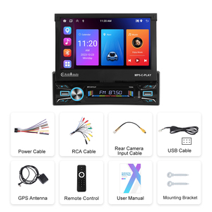 Podofo 7 "1 Din Android <span class=keywords><strong>Autoradio</strong></span> 2 + 64G Écran tactile rétractable motorisé sans fil Carplay GPS Wifi <span class=keywords><strong>Autoradio</strong></span> stéréo de voiture - Product Image 5