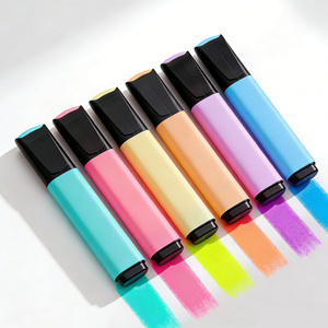 Ensemble de surligneurs <span class=keywords><strong>pastel</strong></span> |   6 couleurs macaron, pointe biseautée, encre à séchage rapide et sans bavure pour le journaling, la prise de notes et les fournitures scolaires - Product Image 1