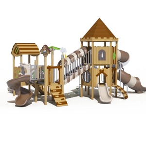 Ensemble de jeu de plein air pour enfants en bois de haute qualité <span class=keywords><strong>KAILANG</strong></span> KLFY15201, avec toboggan, capacité de 500 kg pour 3 à 10 enfants - Product Image 1