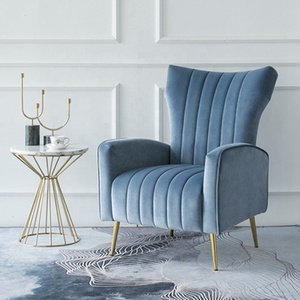 <span class=keywords><strong>Fauteuil</strong></span> de loisirs kingback, mobilier de luxe, confortable, personnalisé en velours bleu, <span class=keywords><strong>fauteuil</strong></span> de loisirs royal antique pour salon - Product Image 2