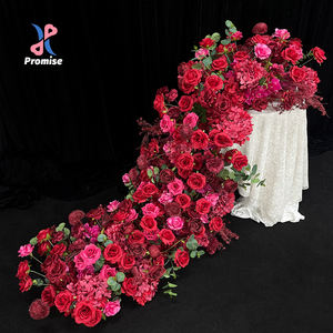 Обещание на заказ, цветочные бегуны из шелка, пионы и эвкалипта, искусственные цветы, бегуны для свадебного украшения в центре - Product Image 1