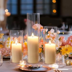 Vases à fleurs rectangulaires en acrylique de 4, 6, 8 et 10 pouces de hauteur, centres de table de mariage faits à la main, écologiques, porte-bougies flottants - Product Image 5