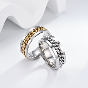 Cincin Putar Stainless Steel Gaya Sederhana 8mm Model Tutup Botol Bir untuk Wanita dan Pria Grosir - Product Image 3