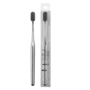 Luxury Silver Manual Toothbrush Soft Bristles Better Gift Elegant Electroplated Design Perfect for Home, Hospitality or Travel
