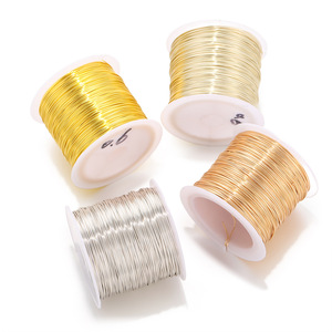 18K Gold Plated <b>Copper</b> Wire Round 0.6mm For <b>Bracelet</b> Making Non Oxidizing High Color Retention Shaping Wire - Product Image 1