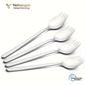 Stainless Steel Spoon Fork Combo Set 4-Pack Dual-Use Utensils for Noodles Salad Dessert Outdoor Dining - Product Image 3