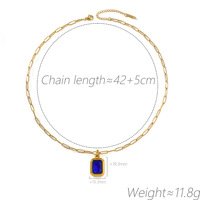 Collier chaîne simple personnalisé en acier inoxydable, style rétro géométrique de luxe léger, avec pendentif incrusté de zircon coloré exquis
