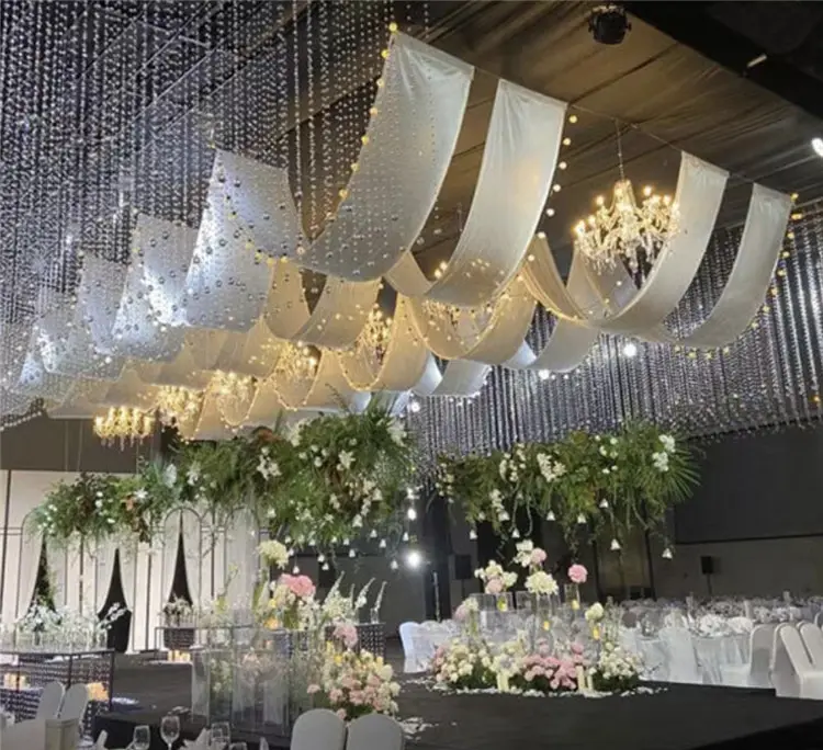 Backdrop Party White Tent Ceiling Hanging Drapes Wedding Fabric Curtain For Party Ceremony Event Decoration