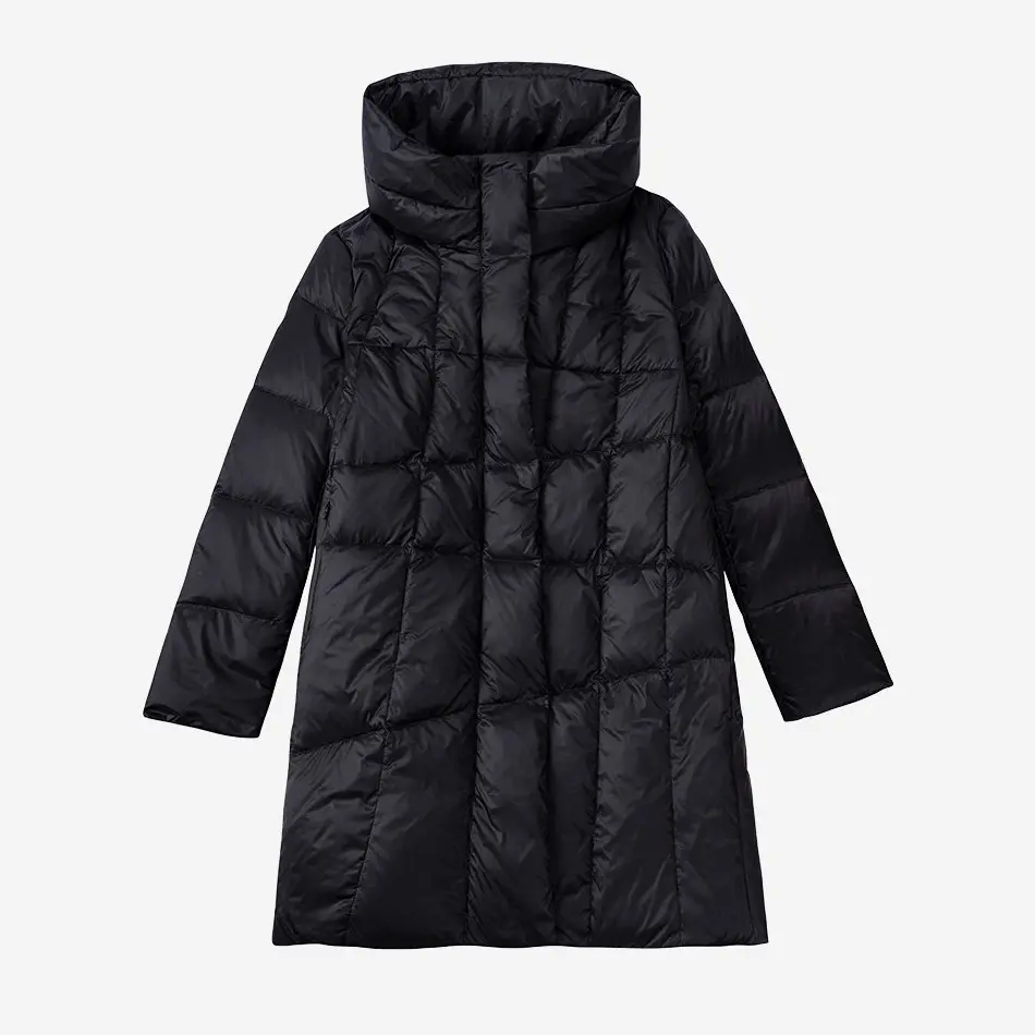 customized Luxury winter fashion costs High collar zipper puffer long down jacket women
