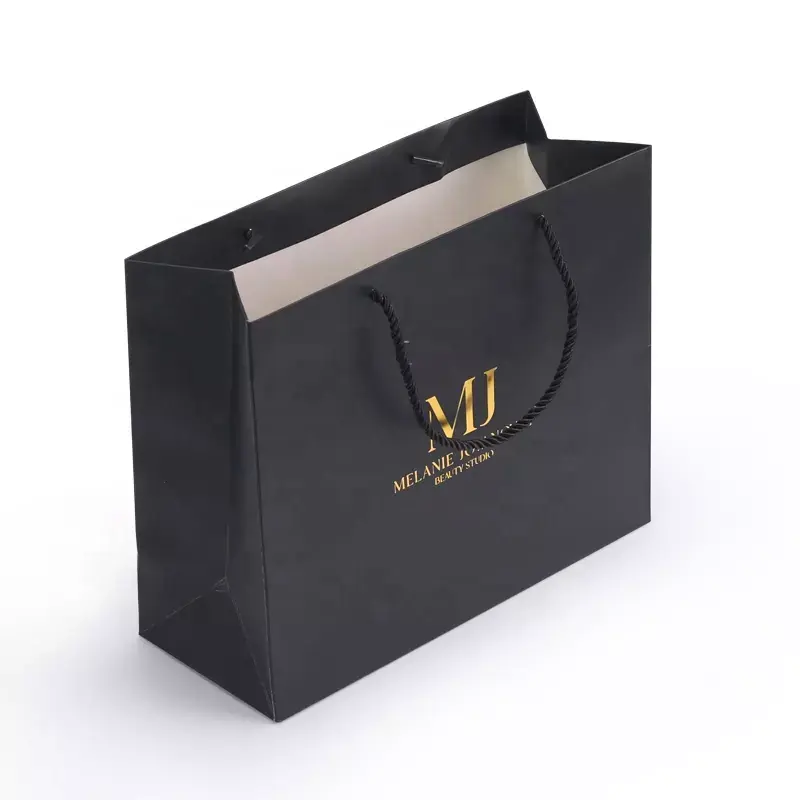 Confezione regalo di bellezza di lusso personalizzata confezione di carta nera personalizzata grazie sacchetti regalo con stampa logo