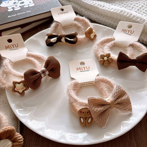 โบว์ผูกผมรูปโบว์สี<span class=keywords><strong>นม</strong></span>น่ารักๆแถบยางสำหรับเด็กห่วงรัดผมบันสำหรับนักเรียนแสนหวานและเครื่องประดับผม - Product Image 3