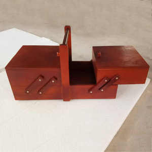 Caja de Accesorios de escritorio para reloj, armario de exhibición de madera, con aguja y sello de hilo, para objetos pequeños, vino tinto, Vintage - Product Image 4
