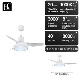 Ventilateur de plafond moderne HSG Best Seller 42/52 pouces avec lumière, noir/blanc, 3 pales, télécommande, corps de lampe en fer, vente en gros - Product Image 5