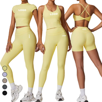 Ensemble 3 pièces taille haute réversible et imperméable en Spandex/Nylon pour femme grande taille 2025 – Haut court à manches courtes pour le yoga