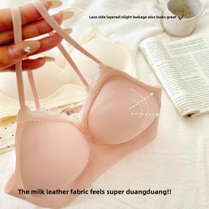 Ropa interior cómoda sin rastro de brotes para mujer, extensor de correa de hombro fino, sujetador grande sin anillos de acero, Bikini de pecho pequeño sólido - Product Image 4