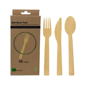 Customized Disposable Cutlery Bamboo Spoon Knife Fork Bamboo Airline Cutlery Set For Restaurant