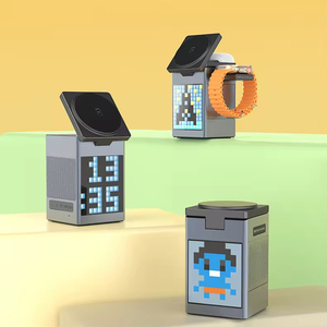Enceinte Bluetooth CHXDEV <span class=keywords><strong>6</strong></span>-en-1 avec affichage animé <span class=keywords><strong>Pixel</strong></span>, <span class=keywords><strong>chargeur</strong></span> <span class=keywords><strong>sans</strong></span> <span class=keywords><strong>fil</strong></span> pour iPhone, station de charge rapide pour Apple Watch avec horloge - Product Image 1