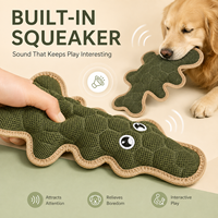 Jouet pour chien en peluche couineur avec surface texturée 3D, styles os et crocodile