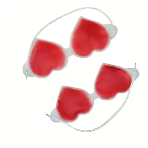 Custom Design Heart Shape Printing Logo Heart Shape Cold Gel Eye Mask With Adjustable Strap